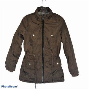 Snobbish Womens XS Brown Anorak Coat Jacket Faux Fur Lined Waterproof